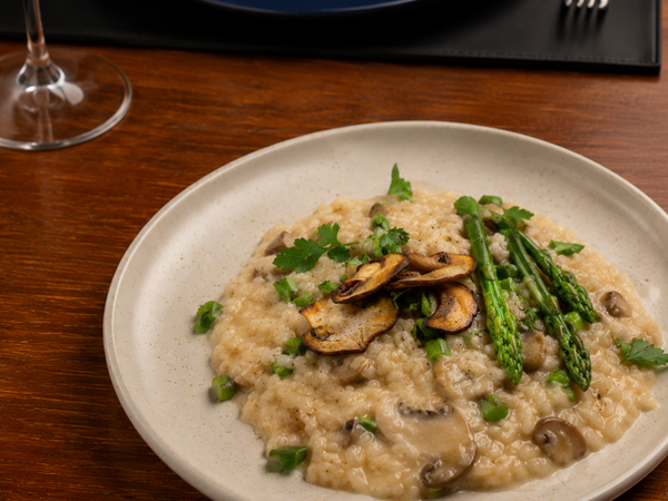 Risoto de Cogumelos com aspargos
